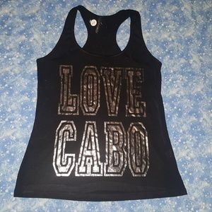 #131 Black 'Love Cabo' Razorback Tank Top